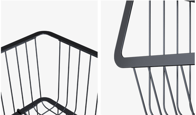 Black Kitchen Basket With Wheels Home Floor Multi-Layer Storage Rack Vegetable Rack