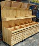 Fruit And Vegetable Wooden Display Rack With Mirror