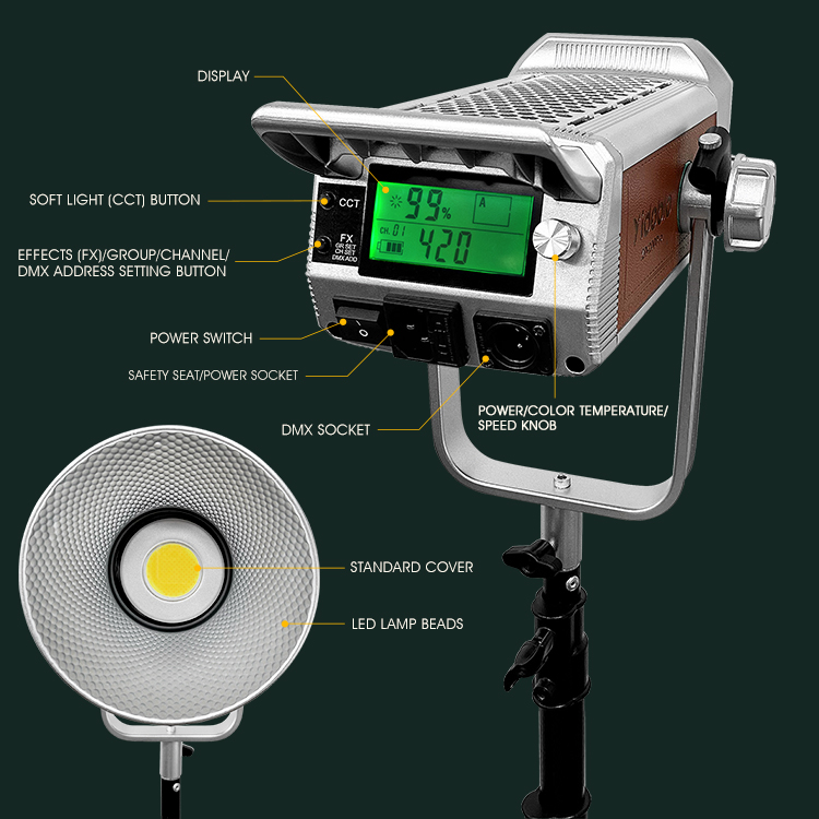 Yidoblo Bi Color Led Studio Video Light Filming Lighting Equipment Photographic Light with Effects 200w ZD-200pro