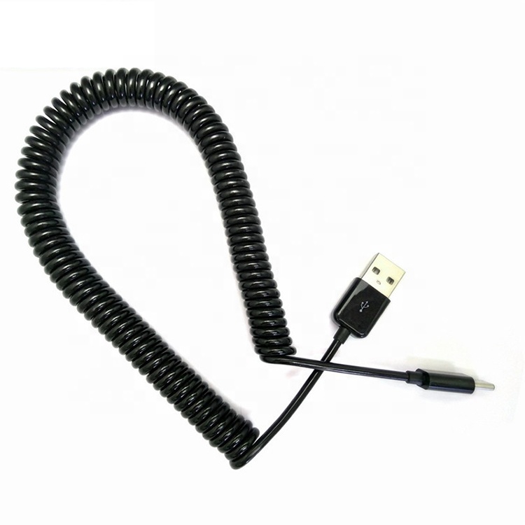 Custom Retractable 1M 2M 3M Data Charging Spiral Coiled Mini USB 5 PIN to USB Charger Cable