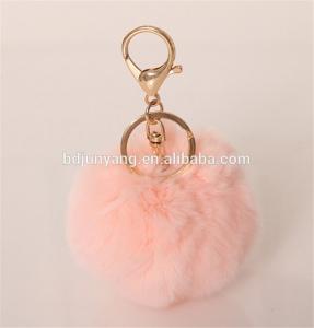 China Bulk real rex rabbit fur pom pom bag charm furry ball keychain on sale