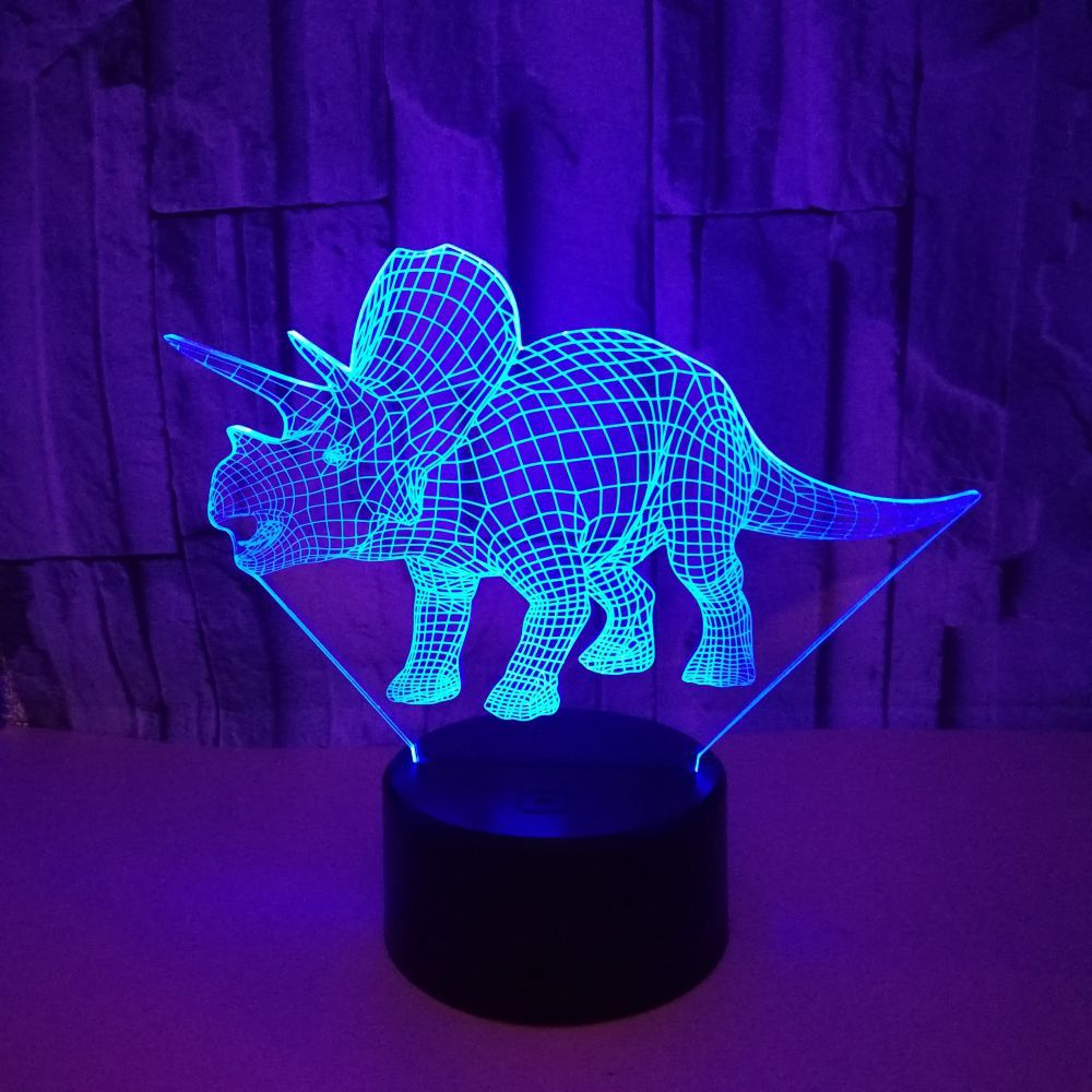 Foreign trade new dinosaur 3D night light Colorful touch LED visual light Gift atmosphere LED stereo table lamp