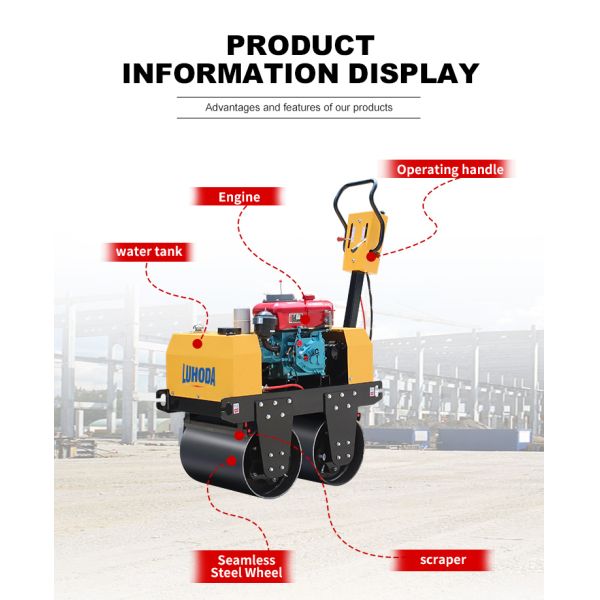 Construction Machinery Small Double Drum Hand Road Roller Soil Compactor Mini Walk Behind Roller Compactor