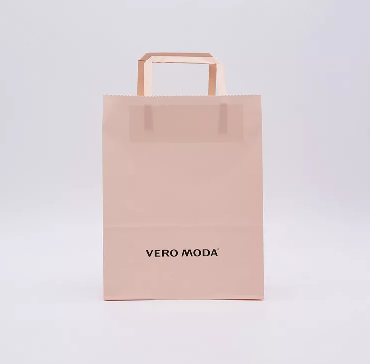 ODM Pink Kraft Paper Bag Biodegradable Patch Handle Bag ISO9001