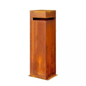 China Residential Curbside Rustic Metal Drop Box Corten Steel Post Letterbox on sale