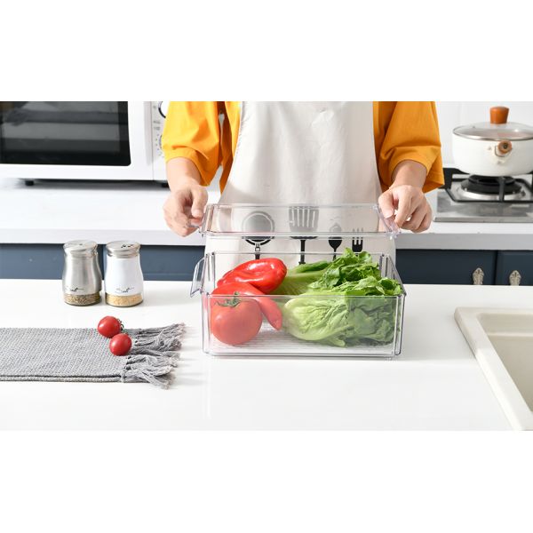 Fridge Organizer, Stackable Refrigerator Organizer Bins With Lids, BPA-Free Produce Fruit Storage Containers