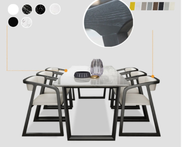 Marble Solid Wood Dining Table And Chair Nordic Modern Minimalist
