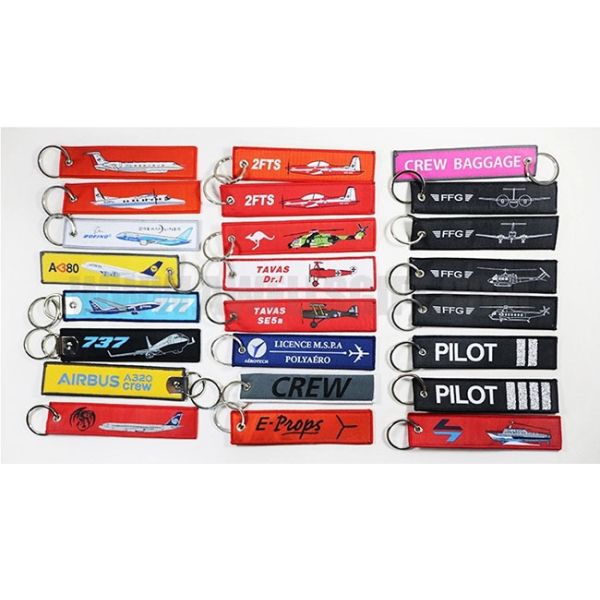 Double Sided Embroidered Keychain Twill Background Polyester Material