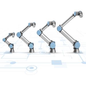 UR 3e collaborative table-top robot used to picking, assembling, and placing