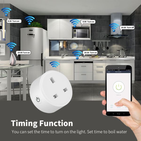 UK WIFI Smart Socket Wireless Remote Control Power Monitor Timer Remote Control Sockets