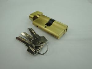 China 60mm(30*30) Euro Profile Single Brass Cylinder Lock with 3 brass computer keys original brass color oval shape knob on sale
