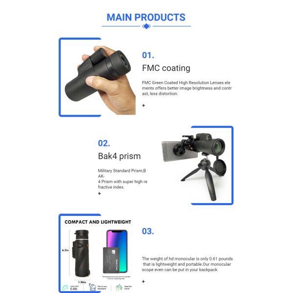 Long Range 10x42 Mobile Phone Telescope 96m / 314ft Waterproof