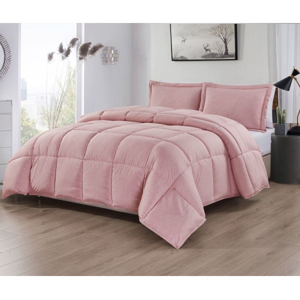 Pink Plain Hypoallergenic Cationic Polyester Comforter Washable Bedding