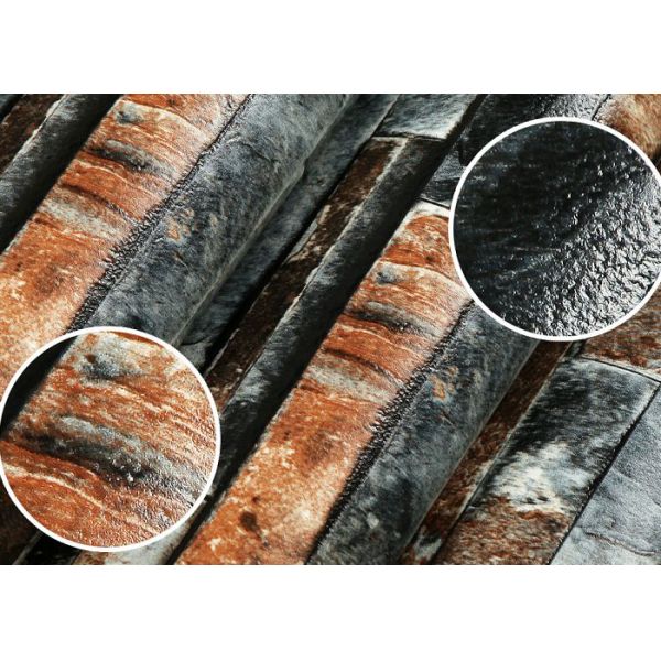 Eco Friendly 3D Brick Effect Wallpaper , Waterproof Vinyl Wall Covering Light Weight