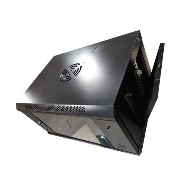 Durable Locking Network Rack Cabinet In Black Steel With Cable Management