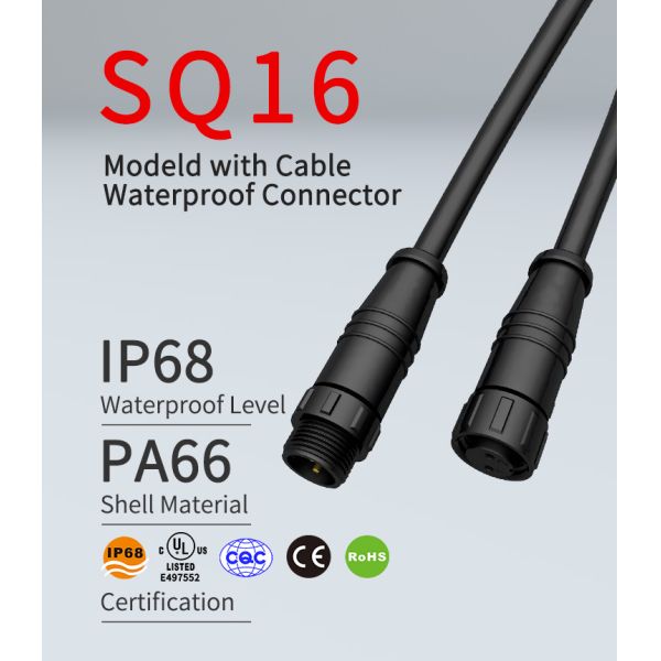 UL Certificate M16 IP68 9.0MM 2 Pin Circular Power Connector