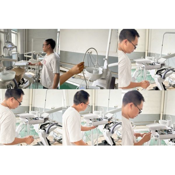 Top Mounted Dental Chair Unit with Teeth Whitening Function Operation Light Luxury PU Leather Dental Treatment Unit