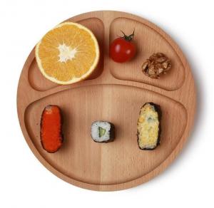 Buy cheap Round wooden charger plate with 3 dividers made in Beech wood, food grade oiled product