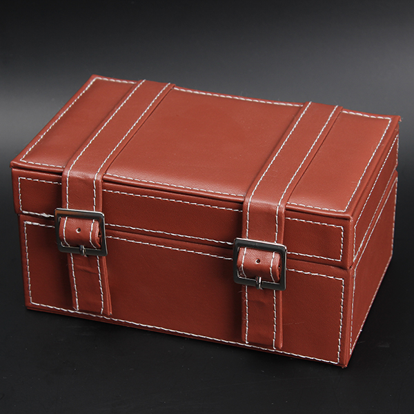 Luxury Waterproof Velvet Double Watch Box Brown Rectangle Durable For Men'S Watches