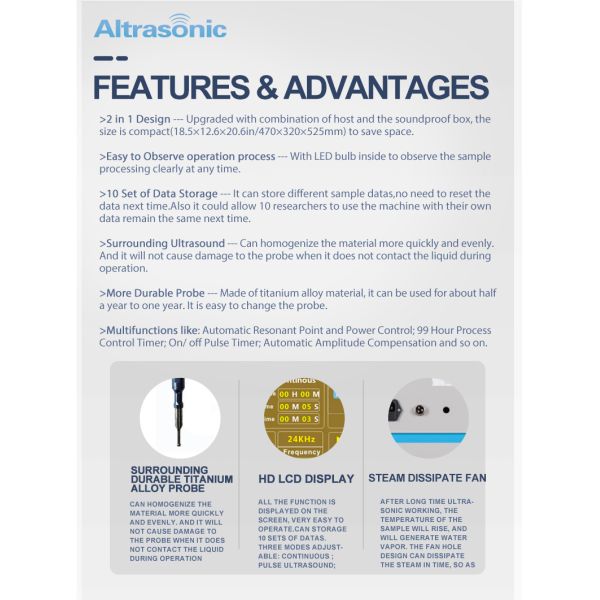 Integrated Ultrasonic Homogenizer With Soundproof Box