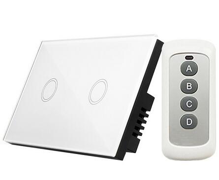 Touch Switch 2 Gang 1 Way US standard Crystal Glass Panel Single FireWire touch wall switch