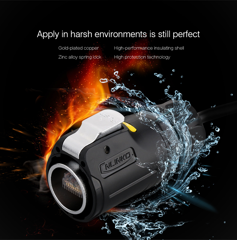 CNLINKO LP24 RJ45 Waterproof Connector Internet LED Display 8P8C Connector Network CAT5E IP68 RJ45 Adapter Plug and Socket