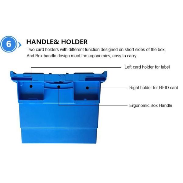 Heavy duty stackable attached lid turnover box, Stackable and nestable plastic shipping tote box for storage or moving