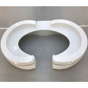 White Repairable NFS Curved Solid Surface Reception Desk Stick Seamless