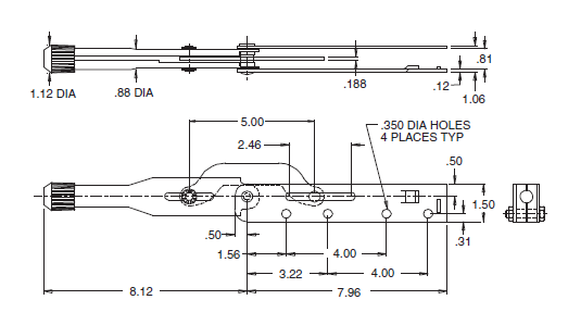 Over Center Locking Hand Control Lever Corrosion Resistant For Industrial Equipment