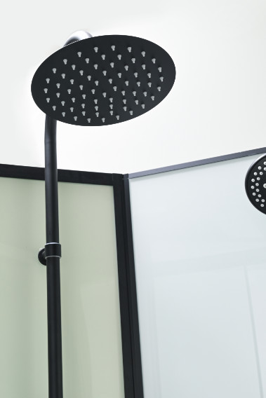 Stylish Shower Room And Black Frame With Tray And Roof For Modern