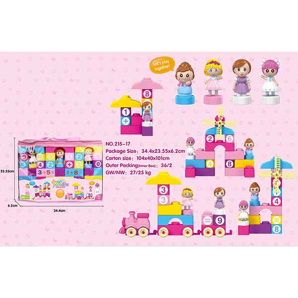 72 Pcs Plastic DIY Building Blocks Educational Toys W / Train Numerals 4 Figurines