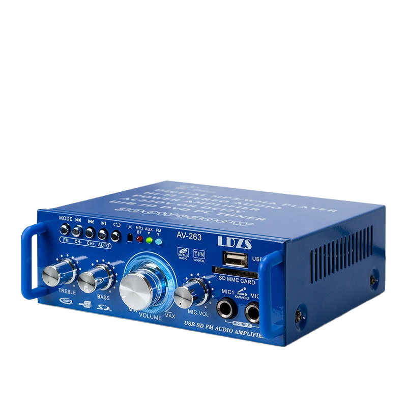 AV-263BT 2.0 Channel 120W HiFi Mini BT Wireless Home & Car Amplifier 110V/220V 12V MP3 Player Receiver