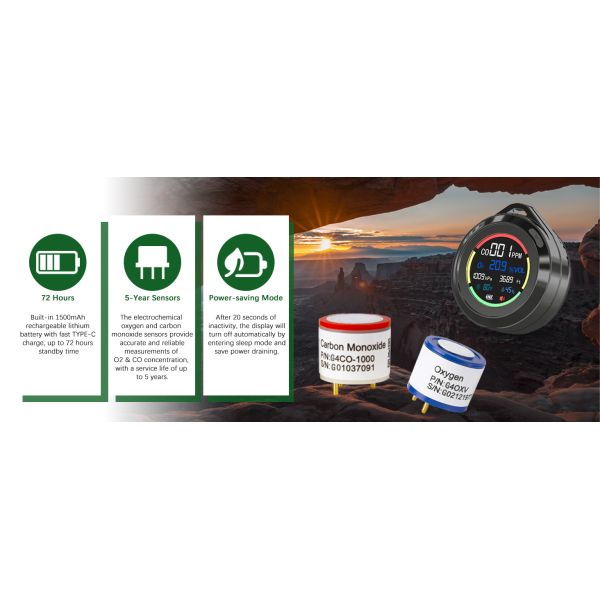 Mini Portable Carbon Monoxide Alarm Monitor Barometric Pressure Oxygen Gas Analyzer