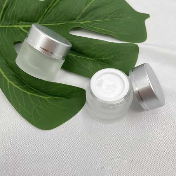 10g Frosted Cosmetic Glass Jar Cream Diameter 3.5cm Clear Color White Lid