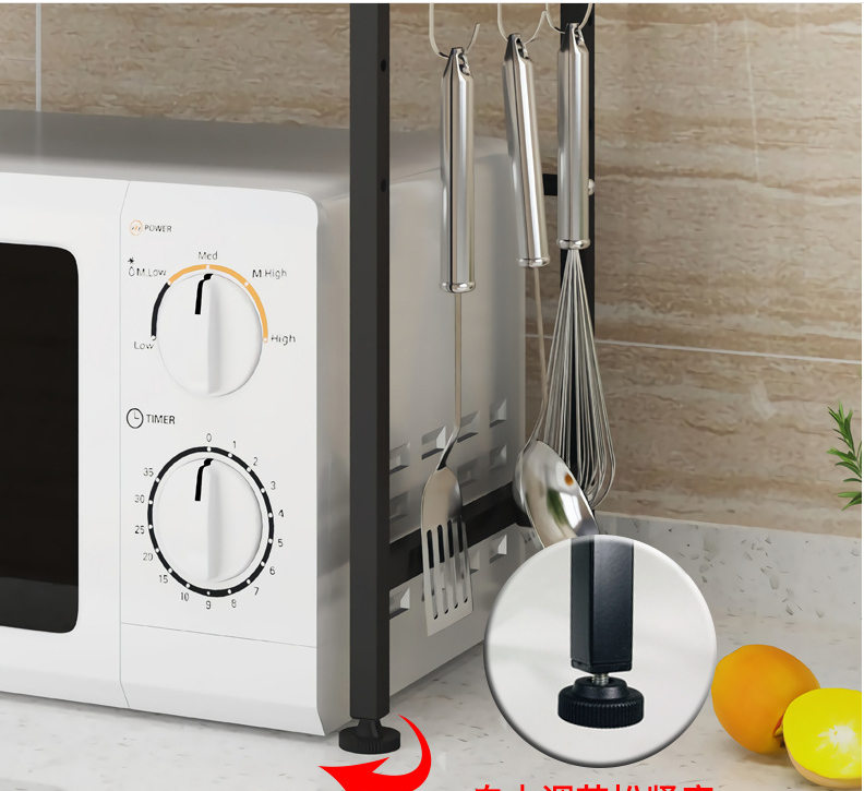 Double Layer 50KG Loading Steel Kitchen Basket Rack For Microwave