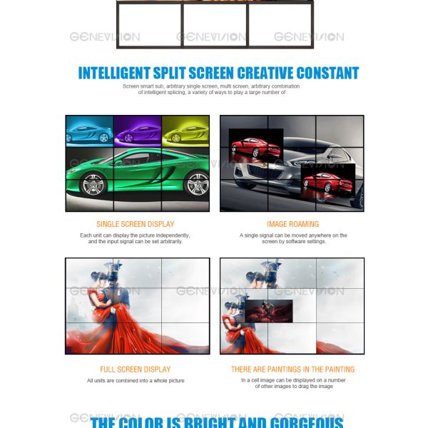 55 inch splicing screen TV wall with bracket floor standing 3.5mm narrow bezel seamless video wall screen