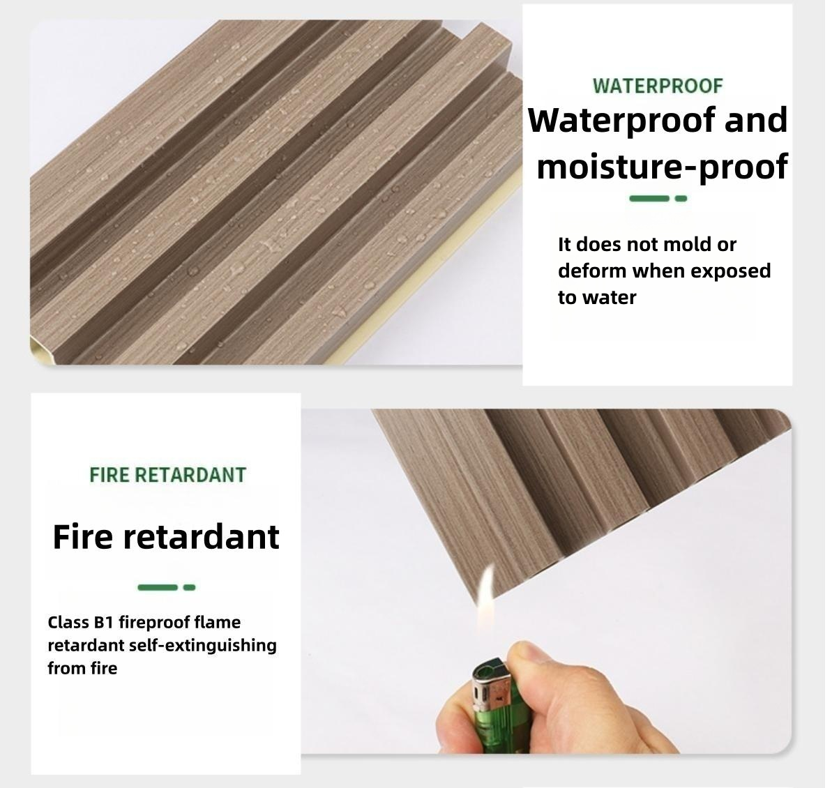 3D Insulated Slat Wood WPC Wall Panel Brushed Surface for Indoor Interior Decoration