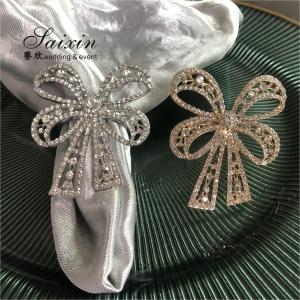China Bowknot Shape Rhinestone Braided Napkin Rings Set Of 12 8 6 4 Wedding Party Table Decoration on sale