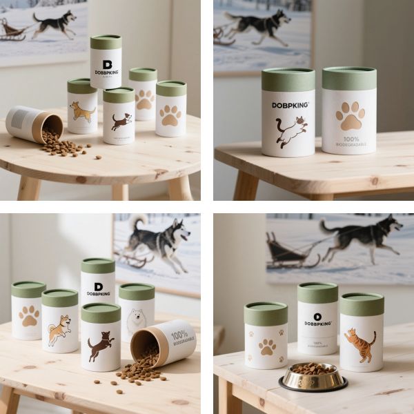 Pet food tubes, moisture-proof food containers, environmentally friendly cylindrical cardboard boxes