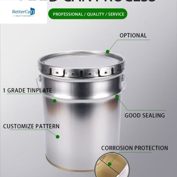 0.28mm-0.43mm Decorating Paint Can Round Tin Bucket Tightly Sealed
