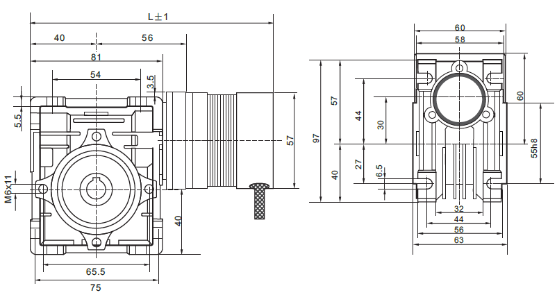 34W/69W/100W/131W 57mm Brushless DC Motor 24V with worm gearbox Brushless DC worm geared motor