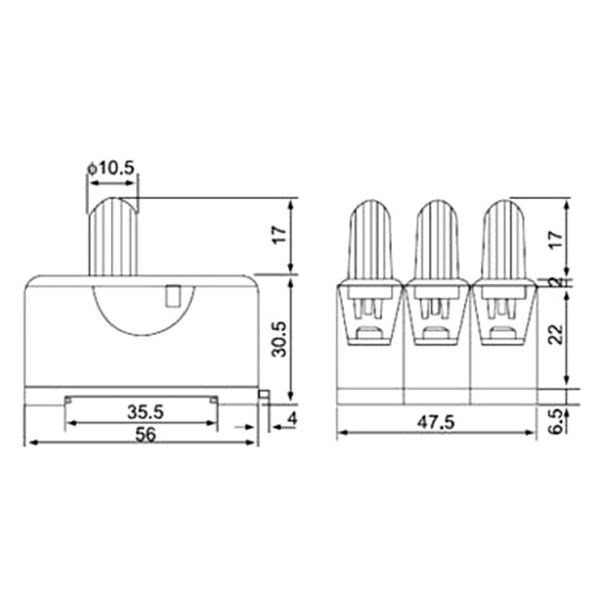 FS-103 3P Fuse Holder for 6x30 fuses Din Rail Mount Fuse Box 10A 250V LED Indicator 6x32 Fuse Block