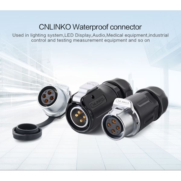 CNLINKO M20 4 Pin 220V Male and Female IP68 Connectors AC Power Socket Waterproof Connector with Power Cord