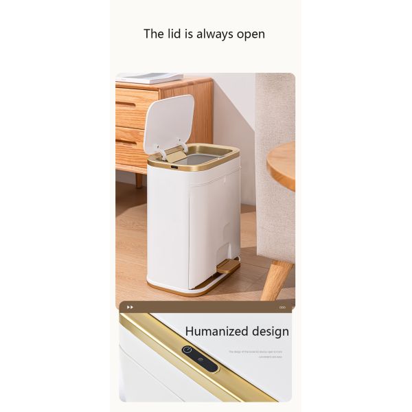 Electronic Sensor Pedal Kitchen Large Capacity Plastic Trash Can Waste Bin