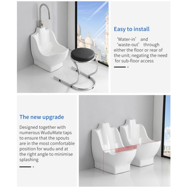 Ceramic wudumate compact foot bath pull drawing faucet saving space