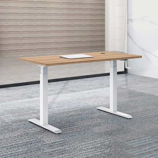 Melamine Height Adjustable Standing Desk Wooden With PVC Edging