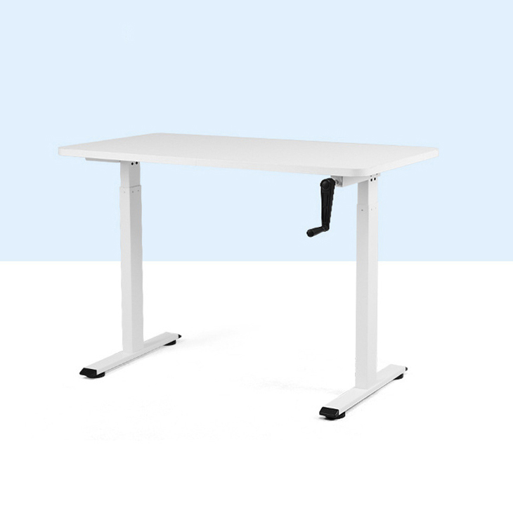 White Wooden Manual Elevating Desk Lift Up Coffee Table with Hand Crank Customizable