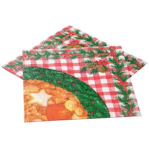 Odorless Durable Christmas Cocktail Napkins , Disposable Patterned Paper