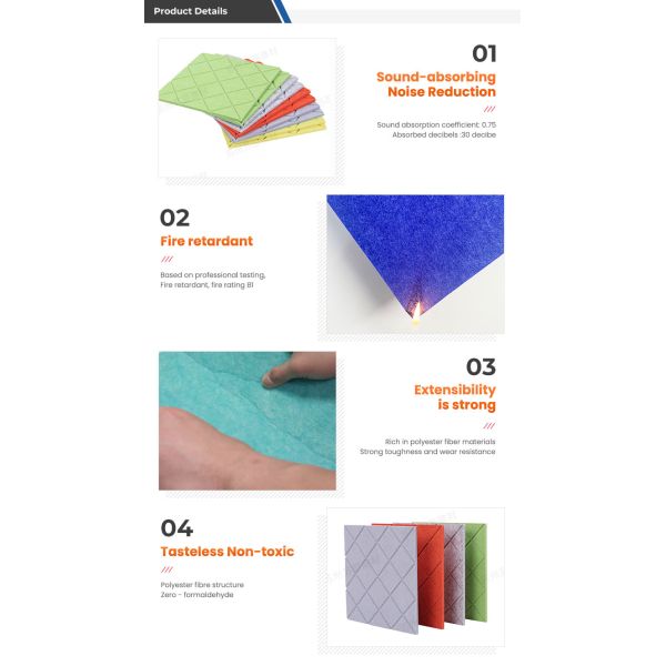9mm / 12mm Thick Polyester Acoustic Panels For Wall And Ceiling Decoration