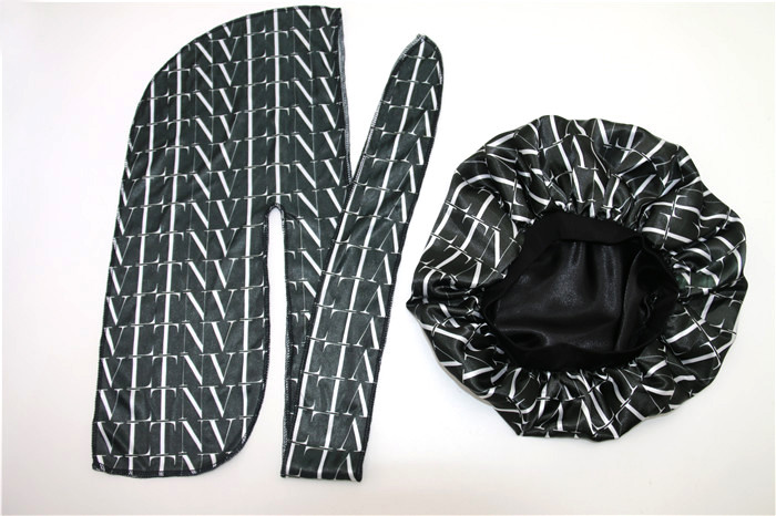Customized Luxury Satin Silky Durag And Matching Bonnet